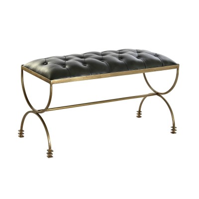 Banc de Pied de Lit DKD Home Decor 90 x 38 x 52 cm Doré Métal Vert Métallisé