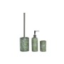 Bath Set DKD Home Decor Green Silver polypropylene Dolomite Tropical Leaf of a plant 9,5 x 9,5 x 37 cm