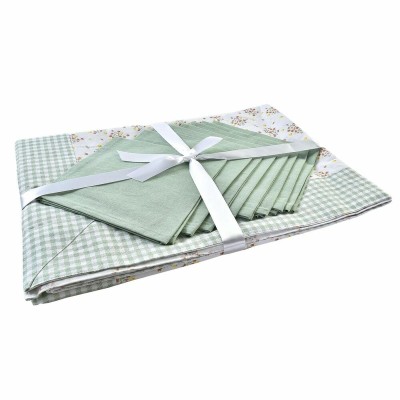 Service de linge de table DKD Home Decor Fleurs 150 x 250 x 0,5 cm Vert