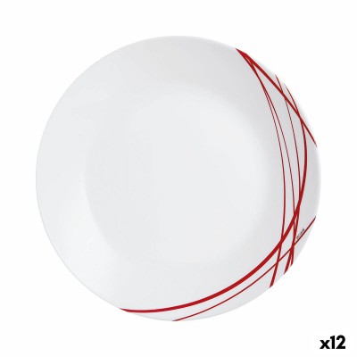 Flat plate Arcopal Domitille Rojo Bicoloured Glass 25 cm (12 Units)