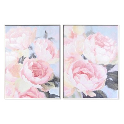 Cadre DKD Home Decor 60 x 3,5 x 80 cm 60 x 3 x 80 cm Fleurs Romantique (2 Unités)