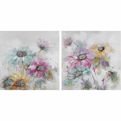 Cadre DKD Home Decor 100 x 3,5 x 100 cm Fleurs Shabby Chic (2 Unités)