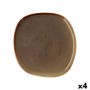 Flat plate Bidasoa Ikonic Ceramic Brown (26,5 x 25,7 x 1,5 cm) (Pack 4x)