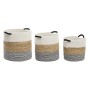 Basket set DKD Home Decor Beige Black Natural Fibre 40 x 40 x 40 cm