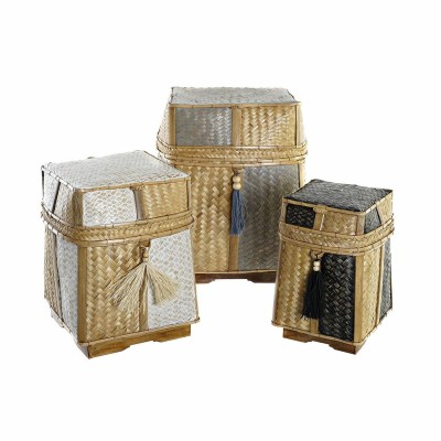 Basket set DKD Home Decor Natural 33 x 33 x 40 cm Bamboo 32 x 32 x 40 cm Boho