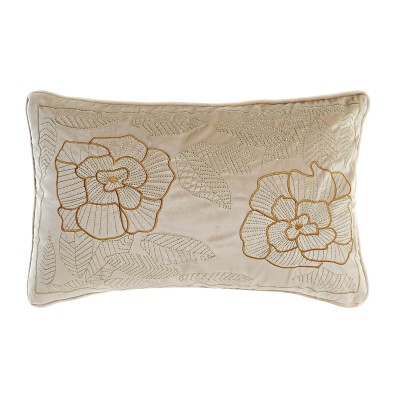 Cushion DKD Home Decor Golden 50 x 10 x 30 cm Flowers