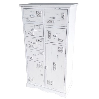 Chest of drawers DKD Home Decor Wood White Worn (69 x 38 x 130 cm)