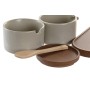 Sucrier DKD Home Decor 19,5 x 18,5 x 7 cm Beige Marron Bois d'hévéa 4 Pièces