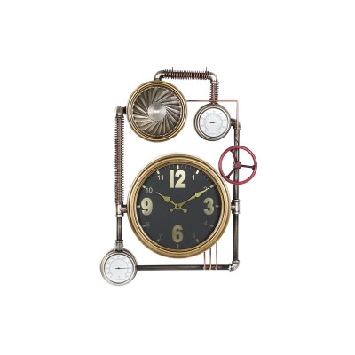 Wall Clock DKD Home Decor Valves Crystal Golden Iron (50,5 x 12 x 73 cm)