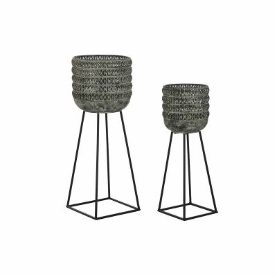 Set de pots de fleurs DKD Home Decor Usé 32 x 32 x 84 cm Métal (2 Unités)