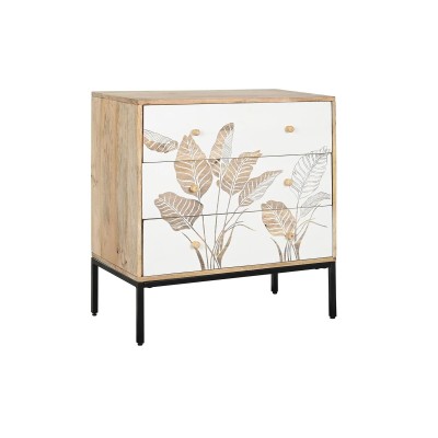 Chest of drawers DKD Home Decor Natural Black Metal White Mango wood Tropical (75 x 40 x 80 cm)