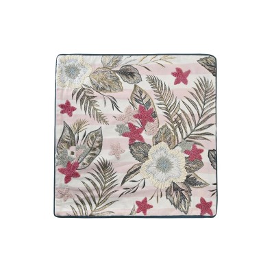 Cushion cover DKD Home Decor Pink Green Tropical 50 x 1 x 50 cm