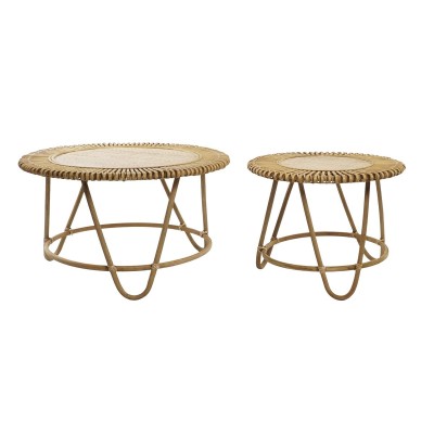 Set of 2 tables DKD Home Decor Light brown 80 x 80 x 47 cm 80 x 80 x 45,5 cm