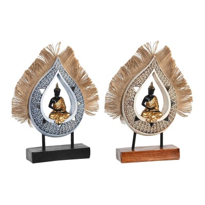 Figurine Décorative DKD Home Decor 18,5 x 5,6 x 30,5 cm Beige Bleu Buda Oriental (2 Unités)