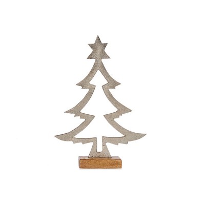 Sapin de Noël silhouette 5 x 29 x 20,5 cm Argenté Bois