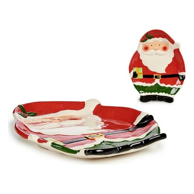 Centerpiece Father Christmas Red Ceramic