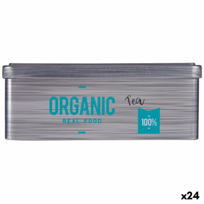 Boîte pour infusions Organic Tea Gris Fer blanc (11 x 7,1 x 18 cm) (24 Unités)