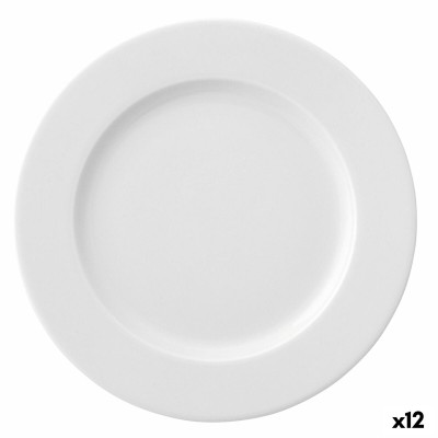 Flat Plate Ariane Prime White Ceramic Ø 17 cm (12 Units)