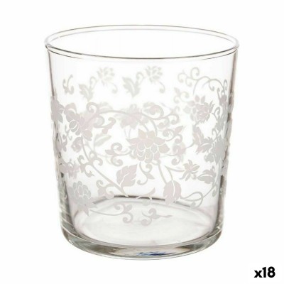 Beer Glass Leaf of a plant Transparent White Glass (380 ml) (18 Units)