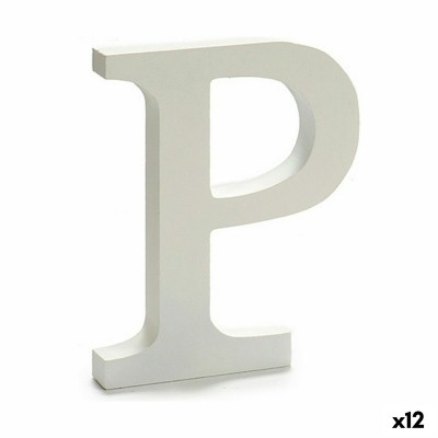 Letter P Wood White (1,8 x 21 x 17 cm) (12 Units)
