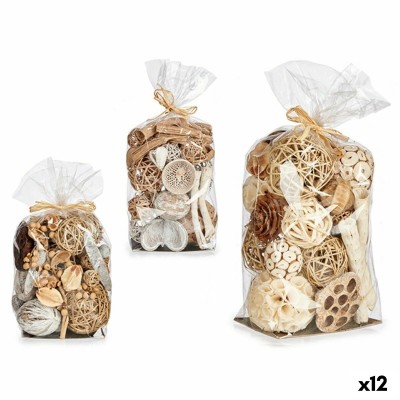 Bag Decorative Balls 18 x 34 x 14 cm Brown White (12 Units)