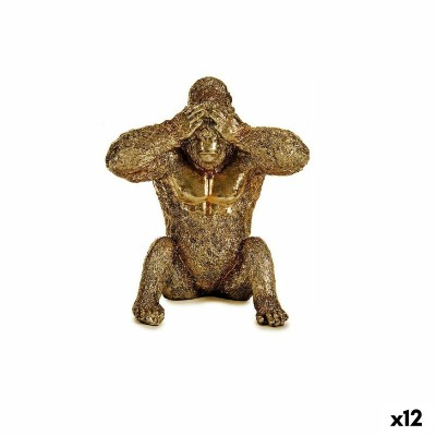 Decorative Figure Gorilla Golden Resin (9 x 18 x 17 cm)