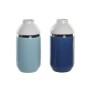 Vase DKD Home Decor 12,5 x 12,5 x 25 cm Blanc Bleu ciel Blue marine Grès (2 Unités)