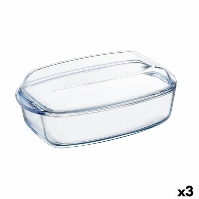 Serving Platter Pyrex Classic With lid 4,5 L 38 x 22 x 11 cm Transparent Glass (3 Units)