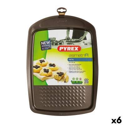 Moule pour four Pyrex Asimetria Rectangulaire Noir Métal 33 x 25 cm (6 Unités)