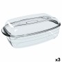 Oven Mould Ô Cuisine Rectangular With lid 37,5 x 22,5 x 10,6 cm Transparent (3 Units)