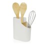 Pot for Kitchen Utensils Versa White Bamboo ABS 8,5 x 17,6 x 15 cm