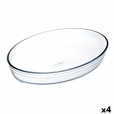 Plat de Four Ô Cuisine Ocuisine Vidrio Transparent verre Ovale 40 x 28 x 7 cm (4 Unités)