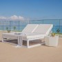 Sun-lounger Luana Double 180 x 200 x 43 cm White Steel Grey