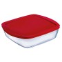 Square Lunch Box with Lid Ô Cuisine Cook&store Ocu Red 2,2 L 25 x 22 x 5 cm Glass Silicone (5 Units)