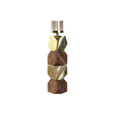 Bougeoir DKD Home Decor Marron Doré Aluminium Verre Bois de manguier 10 x 10 x 51,5 cm