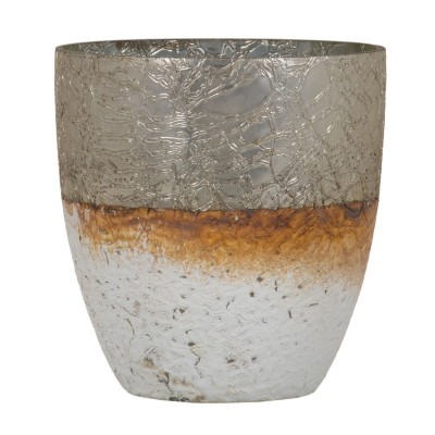 Bougeoir 16 x 16 x 15 cm Verre Gris Blanc