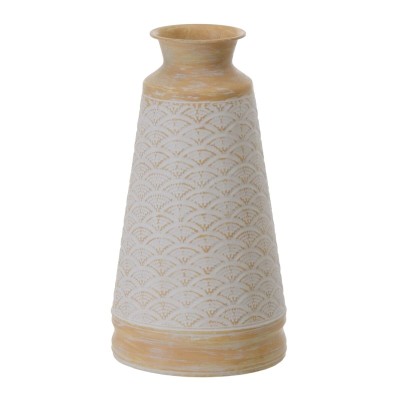 Vase 22 x 22 x 41,5 cm Natural Metal White