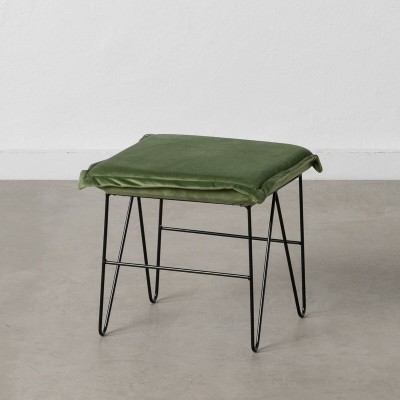 Pouffe Synthetic Fabric Metal 40 x 40 x 35 cm Light Green