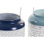 Candleholder DKD Home Decor Sky blue Navy Blue Metal 15 x 15 x 24,5 cm (2 Units)