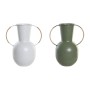 Vase DKD Home Decor 20 x 13 x 24 cm Métal Terre cuite Blanc Vert (2 Unités)