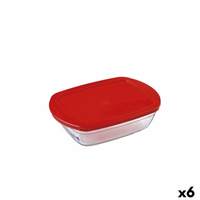 Boîte à repas rectangulaire avec couvercle Ô Cuisine Cook & Store Rouge 1,1 L 23 x 15 x 6,5 cm Silicone verre (6 Unités)