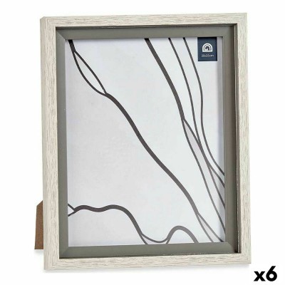 Cadre photo 24 x 2 x 29 cm Verre Gris Bois Marron Plastique (6 Unités)