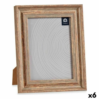 Photo frame 21 x 2 x 26 cm Crystal Wood Brown Copper Plastic (6 Units)