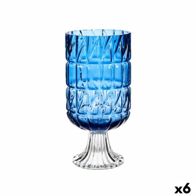 Vase Engraving Blue Crystal 13 x 26,5 x 13 cm (6 Units)