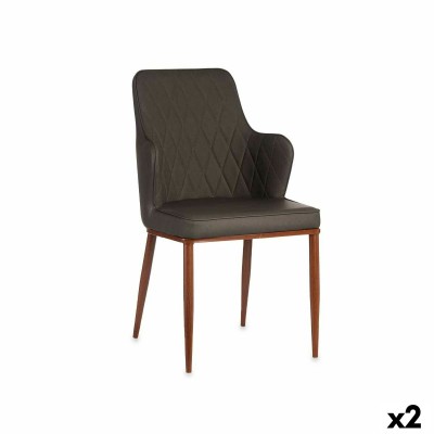 Fauteuil Losanges Noir Gris Acier 52 x 90 x 43 cm (2 Unités)