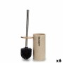 Brosse de salle de wc Beige Argenté Métal Résine Bambou 9,6 x 37,5 x 9,6 cm (6 Unités)