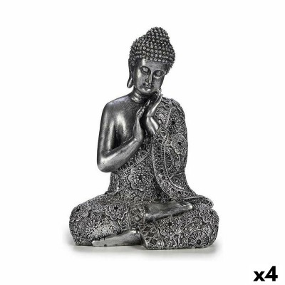 Decorative Figure Buddha Sitting Silver 22 x 33 x 18 cm (4 Units)