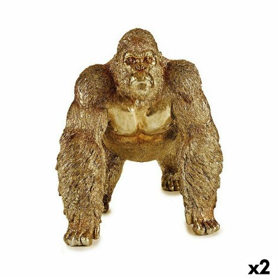 Decorative Figure Gorilla Golden 20 x 27,5 x 34 cm (2 Units)