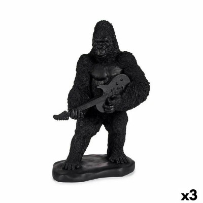 Decorative Figure Gorilla Guitar Black 17,5 x 38 x 27 cm (3 Units)