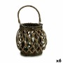 Bougeoir Gris Marron osier verre 29,5 x 24 x 22 cm (6 Unités)